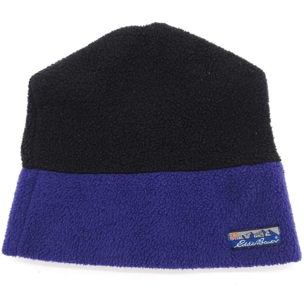 Eddie Bauer Unisex Black Fleece Beanie Vintage USA Gorpcore Hat Skull Cap Ski